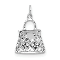 14k White Gold Diamond Handbag Charm