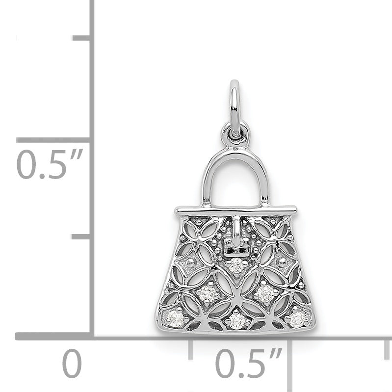 14k White Gold Diamond Handbag Charm