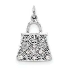 14k White Gold Diamond Handbag Charm