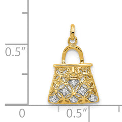 14k and Rhodium Diamond Handbag Charm