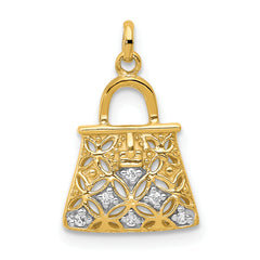 14k and Rhodium Diamond Handbag Charm