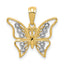 14k and Rhodium Diamond Butterfly Pendant