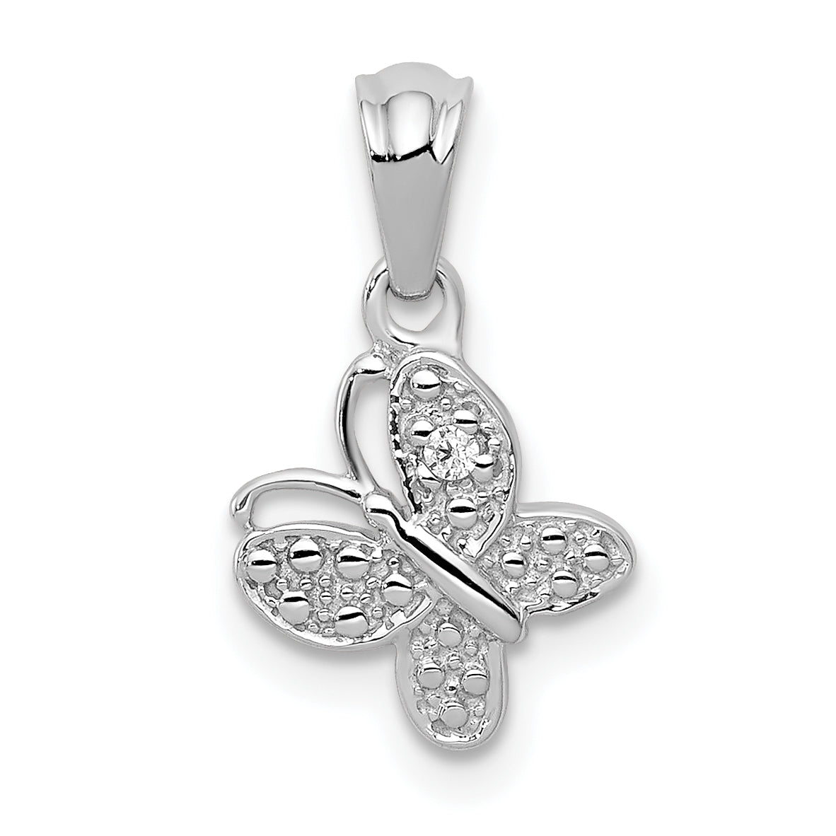 10k White Gold .01ct. Diamond Butterfly Pendant