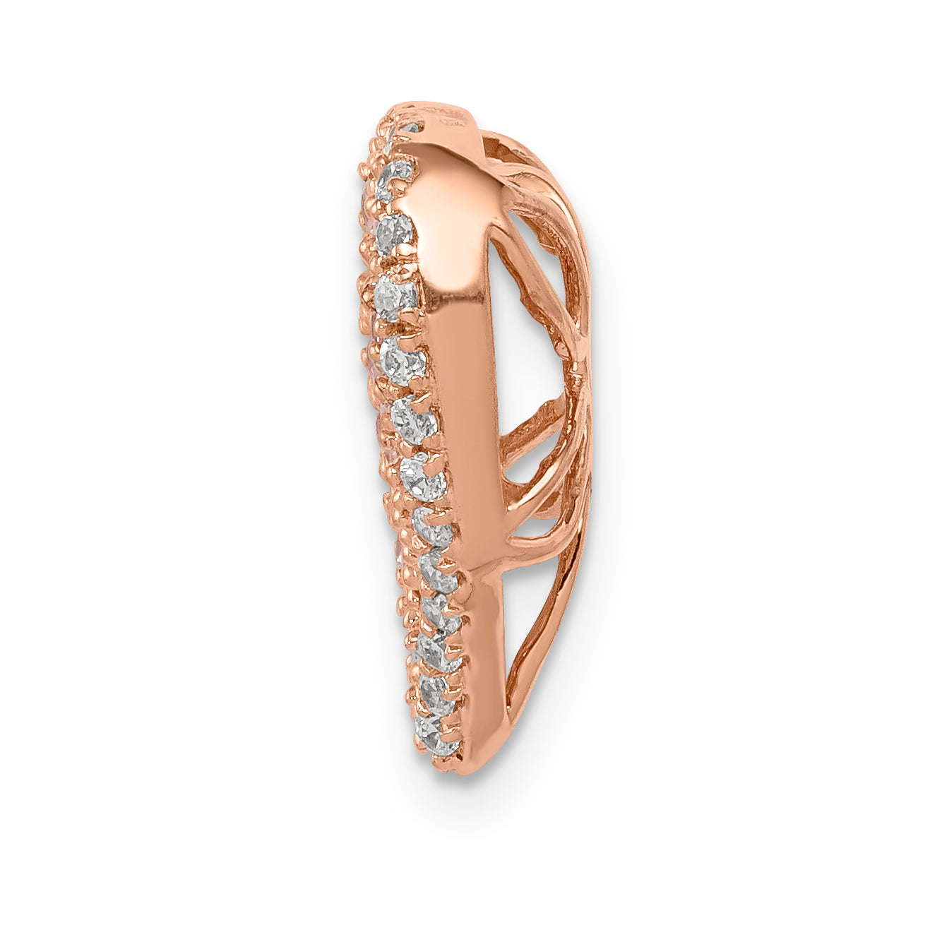 14k Rose Gold Diamond and Pink Sapphire Vintage Heart Chain Slide Secondary image