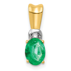 10k w/Rhodium Diamond and Oval Emerald Pendant