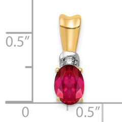 10k w/Rhodium Diamond and .66 Oval Ruby Pendant