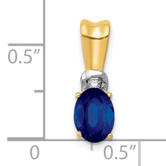 10k w/Rhodium Diamond and Oval Sapphire Pendant