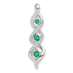 10k White Gold 3-stone Twisted Diamond and Emerald Chain Slide