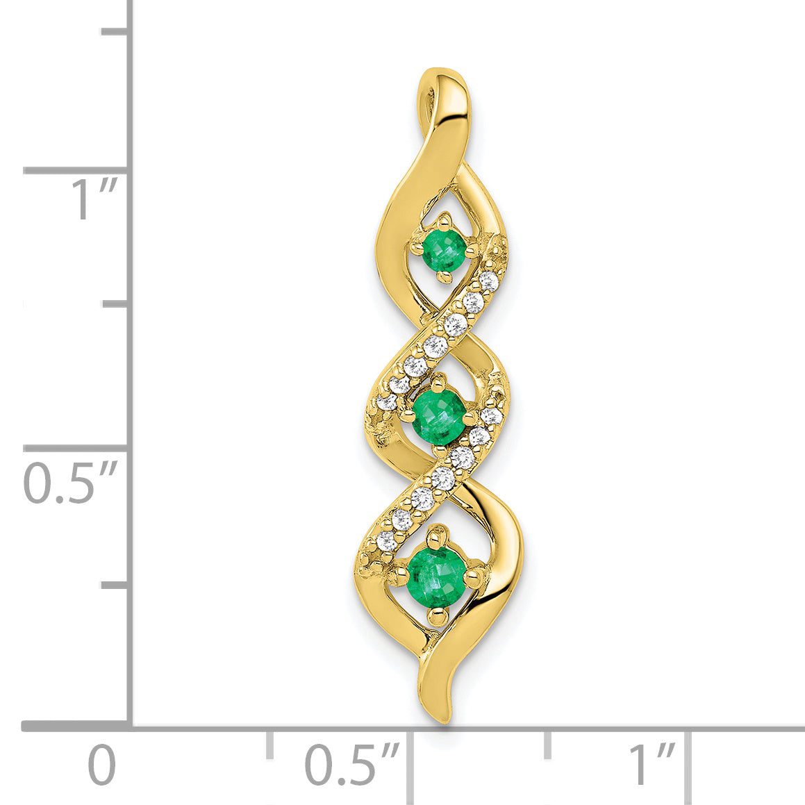 10k 3-stone Twisted Diamond and Emerald Chain Slide