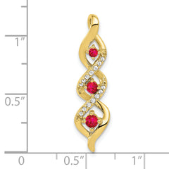 10k Diamond and .25 Ruby Twisted 3-stone Chain Slide