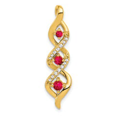 10k Diamond and .25 Ruby Twisted 3-stone Chain Slide