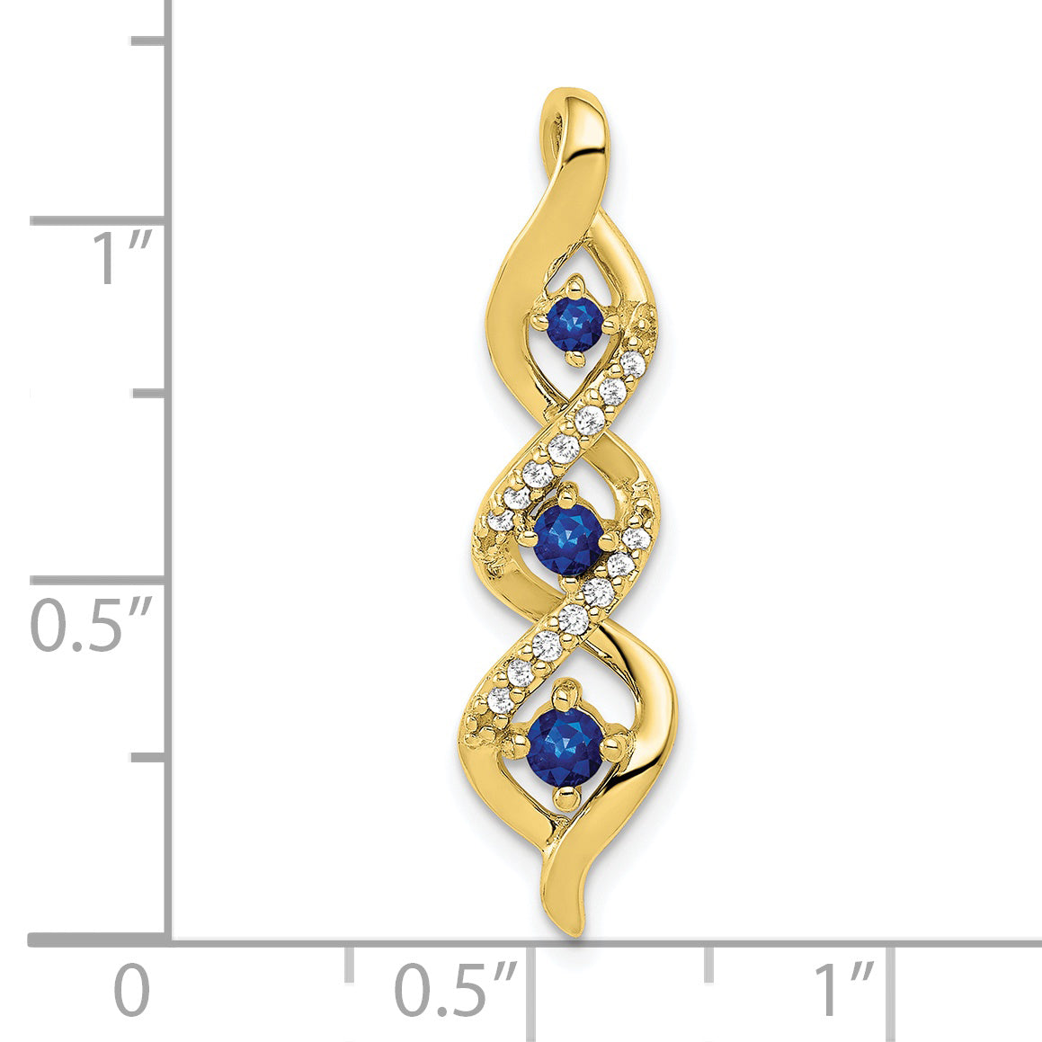 10k Diamond and .26 Sapphire 3-stone Twisted Chain Slide