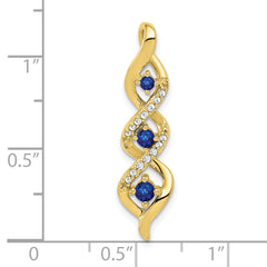 10k Diamond and .26 Sapphire 3-stone Twisted Chain Slide