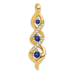 10k Diamond and .26 Sapphire 3-stone Twisted Chain Slide