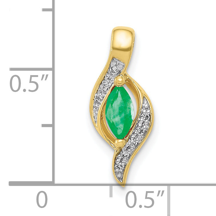 10k Diamond and Marquise Emerald Pendant