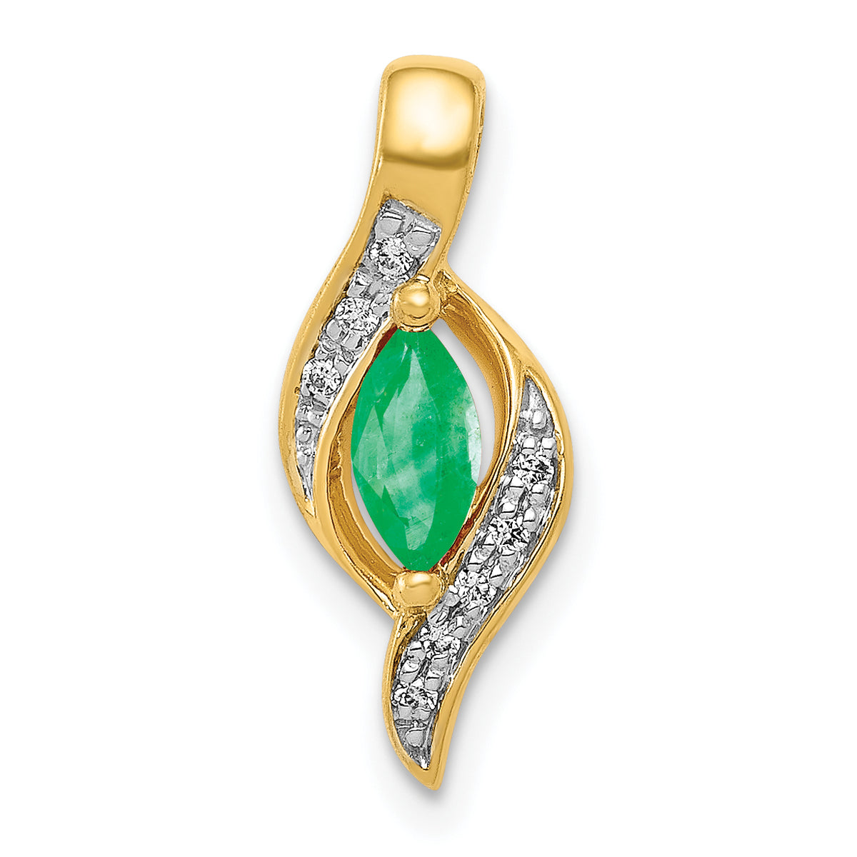 10k Diamond and Marquise Emerald Pendant