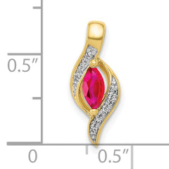 10k Diamond and Marquise .25 Ruby Pendant