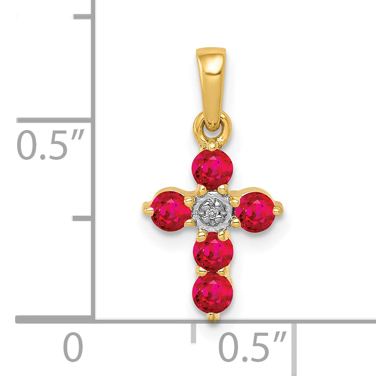 10K .30 Ruby and Diamond Cross Pendant