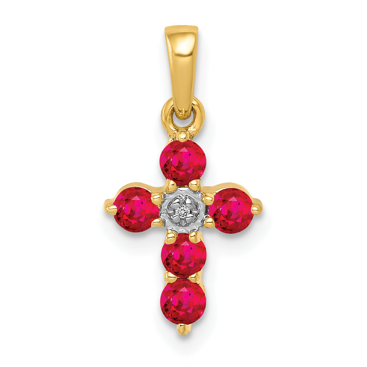 10K .30 Ruby and Diamond Cross Pendant