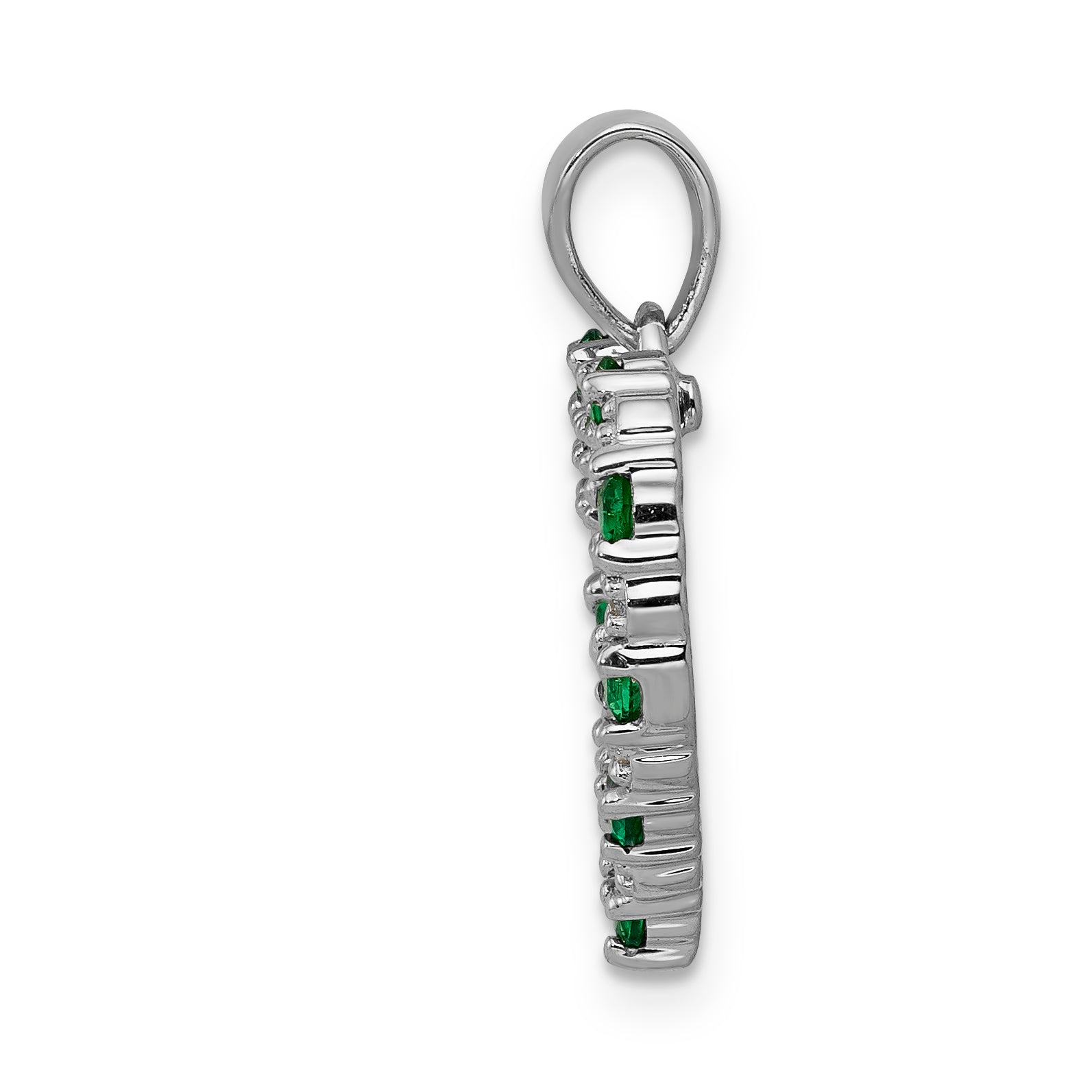 14k White Gold Diamond and Emerald Heart Pendant Secondary image