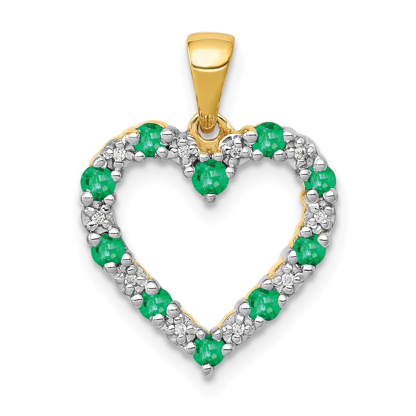 14k Diamond and Emerald Heart Pendant Main image