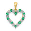 14k Diamond and Emerald Heart Pendant