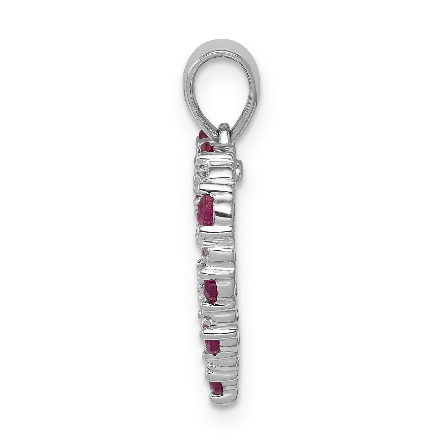 14k White Gold Diamond and .35 Ruby Heart Pendant Secondary image