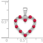 14k White Gold Diamond and .35 Ruby Heart Pendant