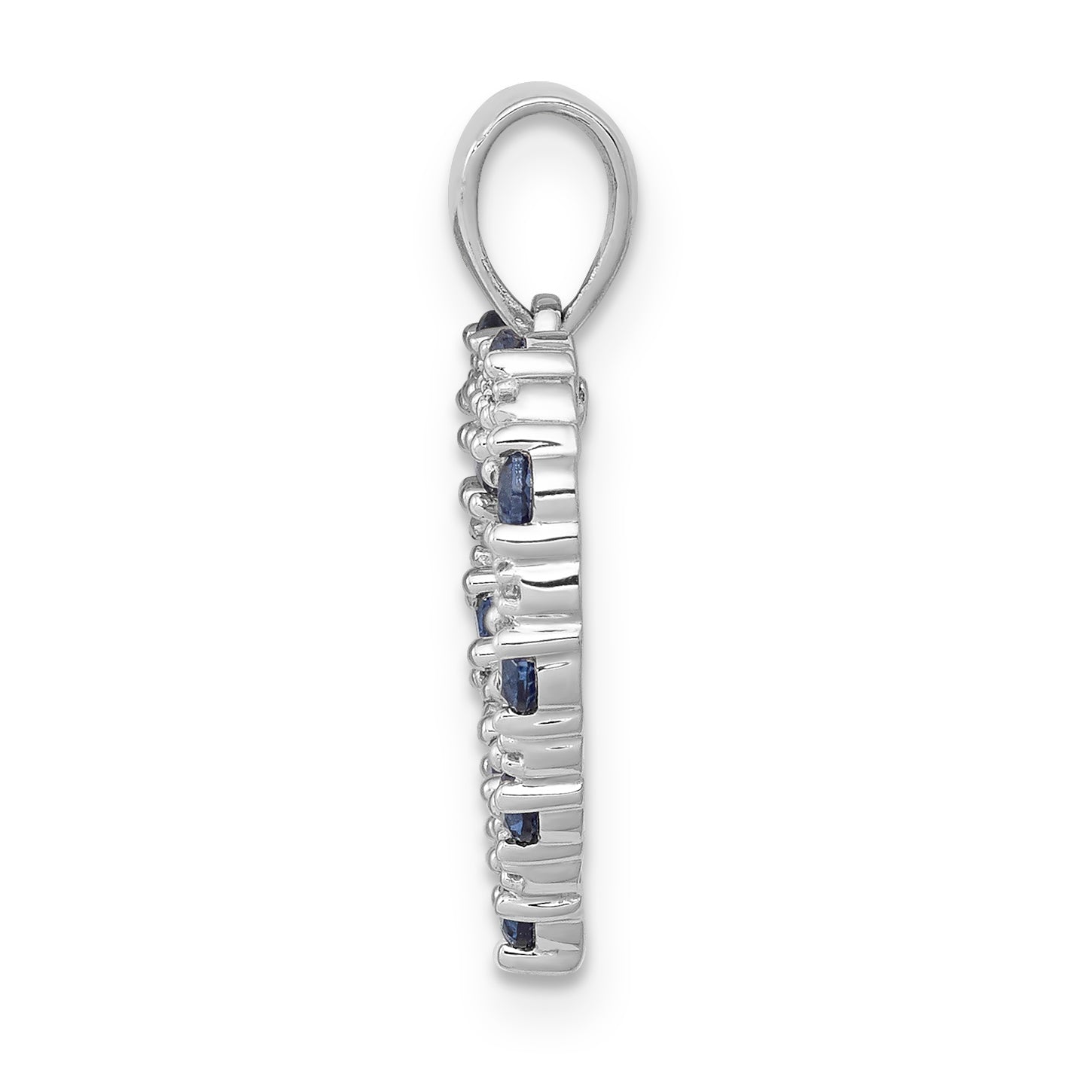 14k White Gold Diamond and Sapphire Heart Pendant Secondary image