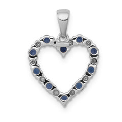 14k White Gold Diamond and Sapphire Heart Pendant