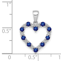 14k White Gold Diamond and Sapphire Heart Pendant