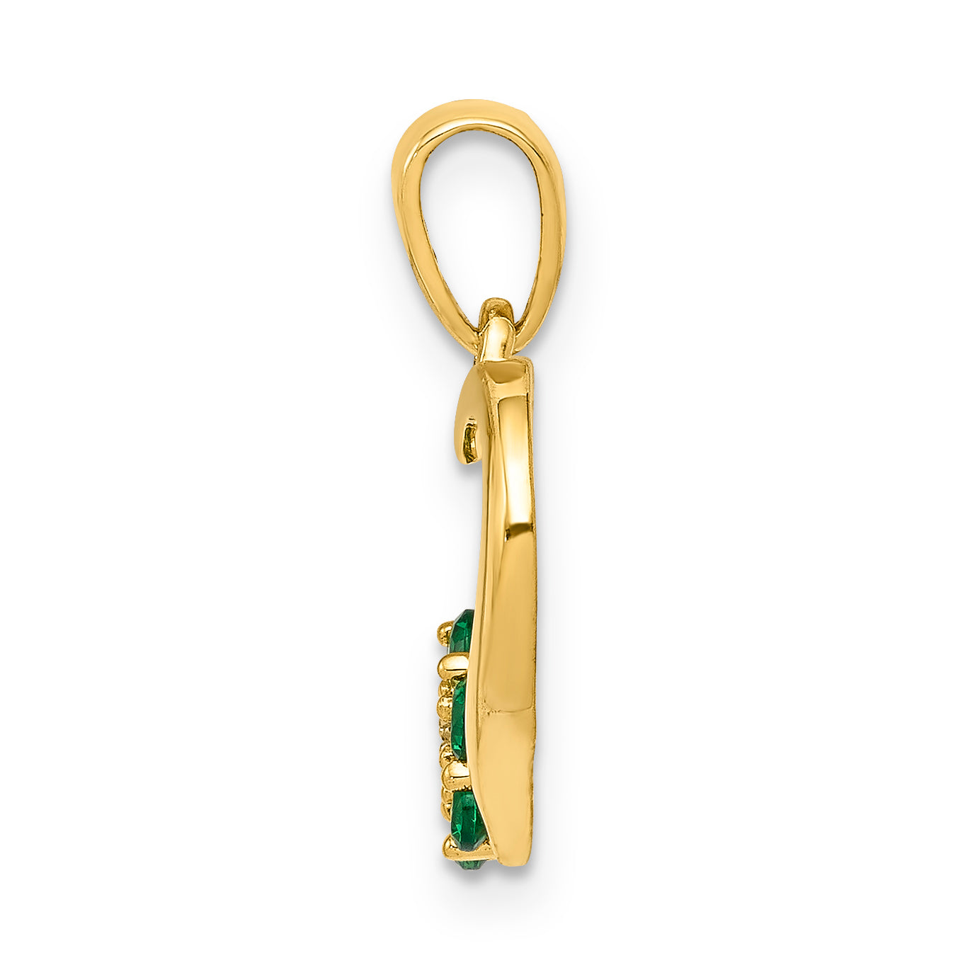 14k Diamond and Emerald Heart and Flower Pendant Secondary image