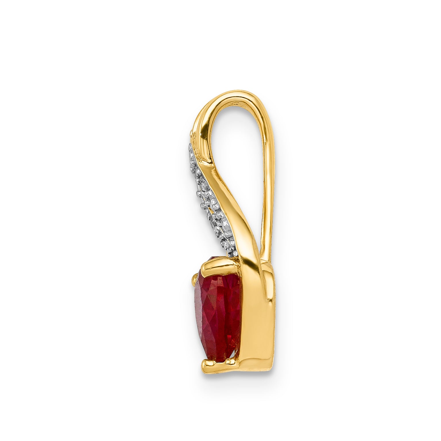 14k Diamond and Created Ruby Polished Heart Pendant Secondary image