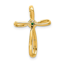 10k w/Rhodium Lab Created Emerald and Diamond Cross Pendant