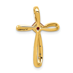 10k and Rhodium Lab Created Ruby and Diamond Cross Pendant