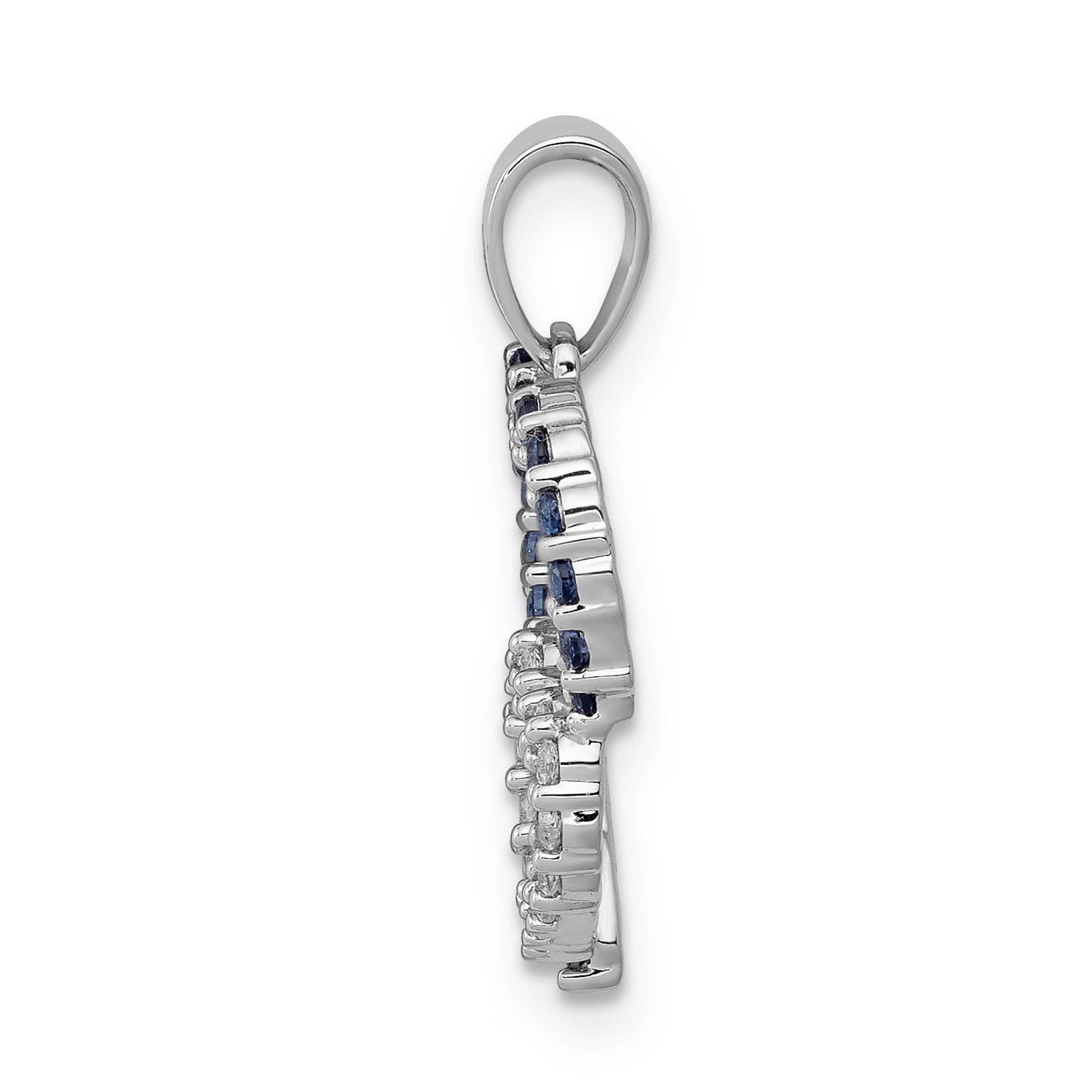 14k White Gold Diamond and Sapphire Double Heart Pendant Secondary image