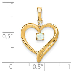 14k Created Opal and Diamond Heart Pendant