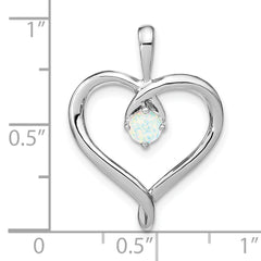 14k White Gold Created Opal Heart Pendant
