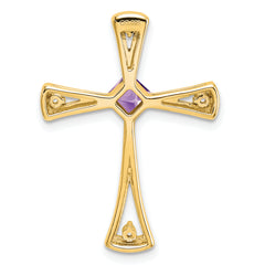 10k Amethyst and Diamond Cross Pendant