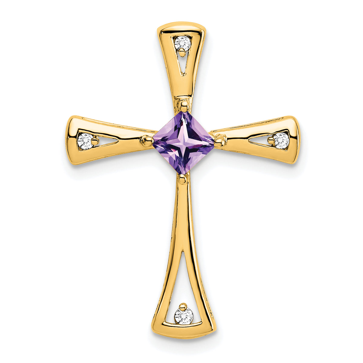 10k Amethyst and Diamond Cross Pendant