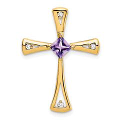 10k Amethyst and Diamond Cross Pendant