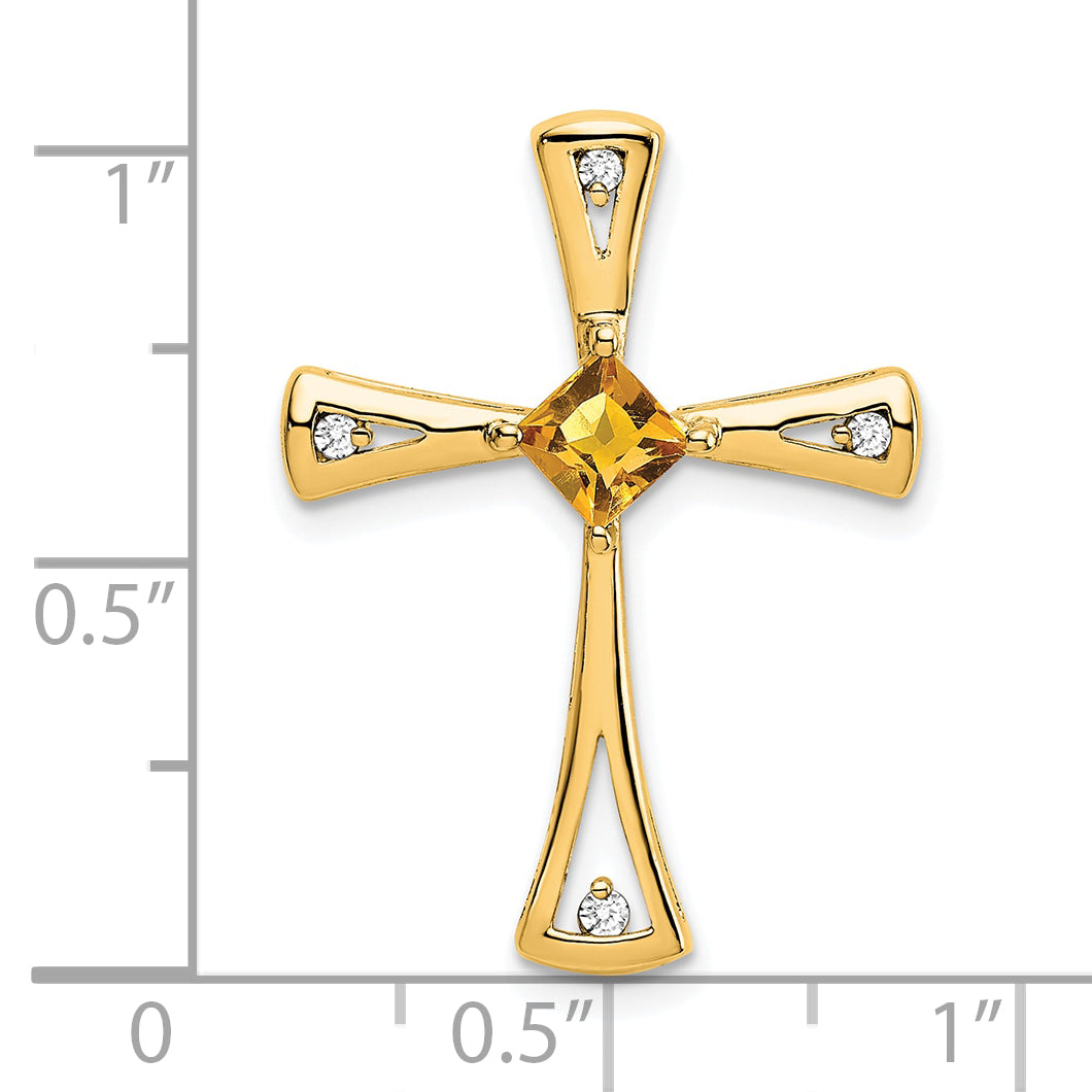 10k Citrine and Diamond Cross Chain Slide