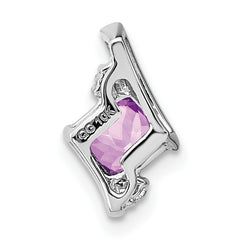 10k White Gold Cushion Amethyst and Diamond Chain Slide