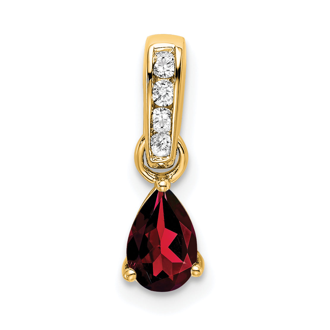 10k Yellow Gold Pear Garnet and Diamond Pendant