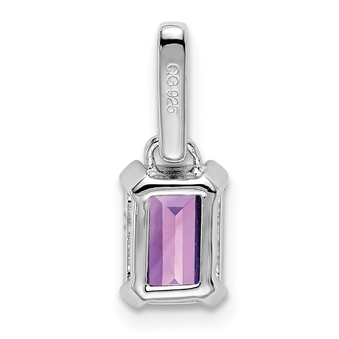 10k White Gold Amethyst and Diamond Pendant