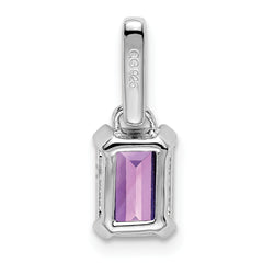 10k White Gold Amethyst and Diamond Pendant