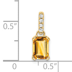 10k Yellow Gold Citrine and Diamond Pendant