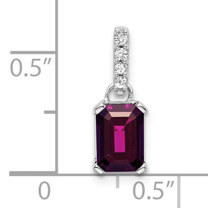 10k White Gold Rhodolite Garnet and Diamond Pendant