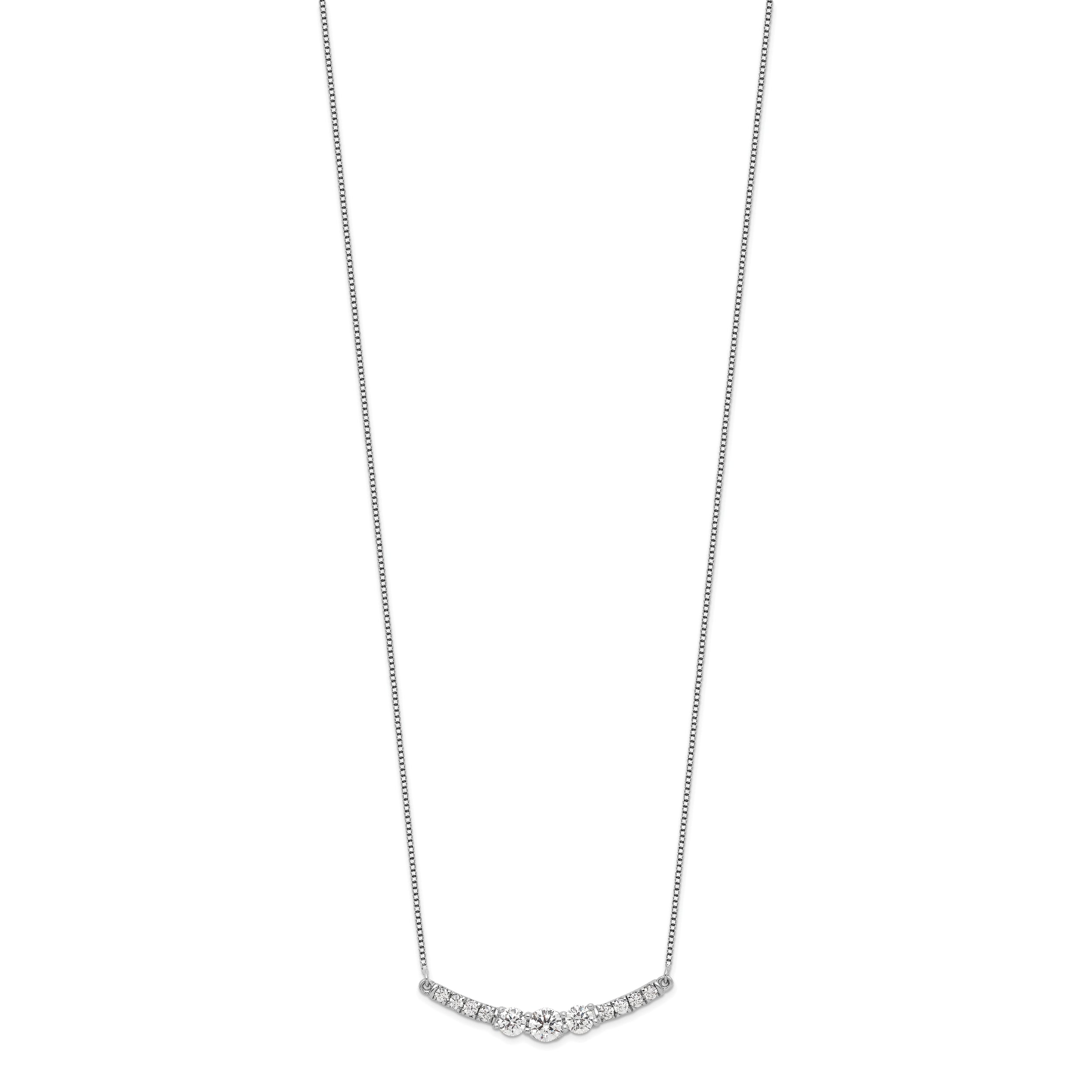 14K White Gold Lab Grown Diamond VS/SI GH, 3-Stone Bar Necklace