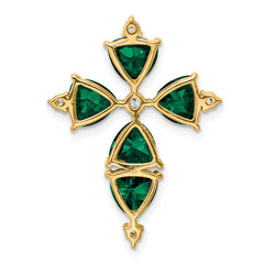 14K Lab Grown Diamond & Created Emerald Pendant